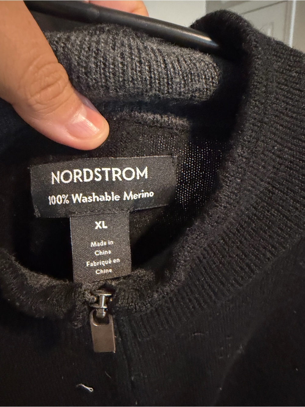 Nordstrom Men's Black Merino Zip Sweater